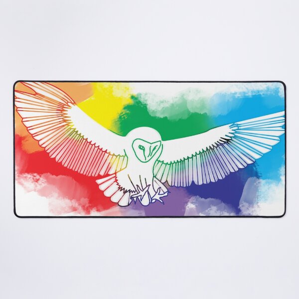 Item preview, Bold Rainbow Flying Owl Watercolor Digital Painting designed and sold by amgraphics.