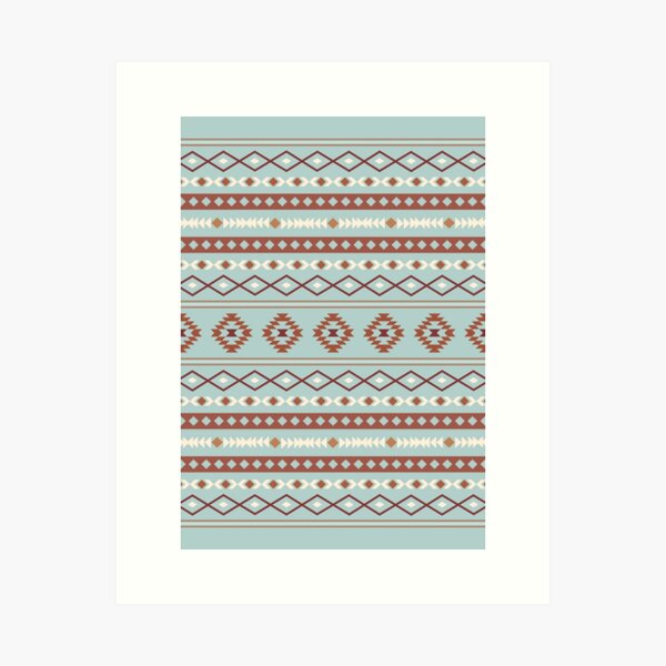 Aperçu de l'œuvre Motif mixte bleu crème rouille aztèque créée et vendue par NataliePaskell.