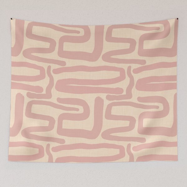 Item preview, Abstract Retro Maze - Mid Century Modern Lines Pink designed and sold by susycosta.