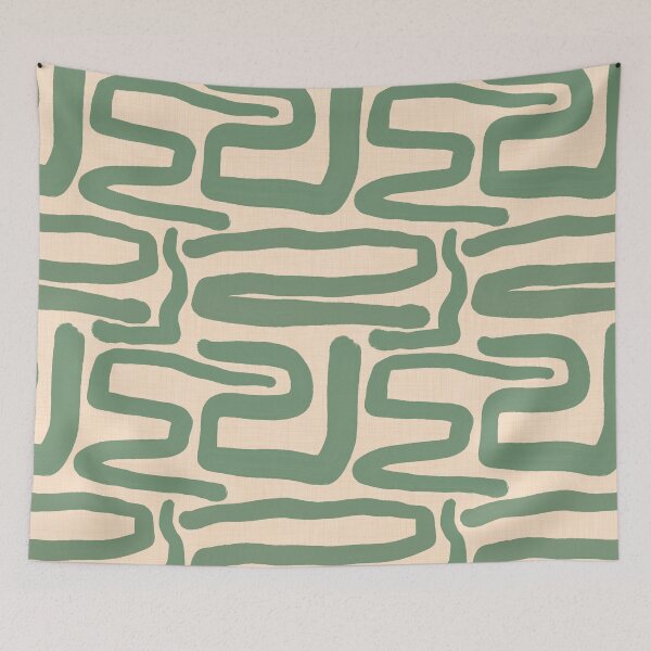 Item preview, Abstract Retro Maze - Mid Century Modern Lines Sage designed and sold by susycosta.
