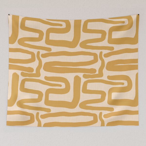 Item preview, Abstract Retro Maze - Mid Century Modern Lines Yellow designed and sold by susycosta.