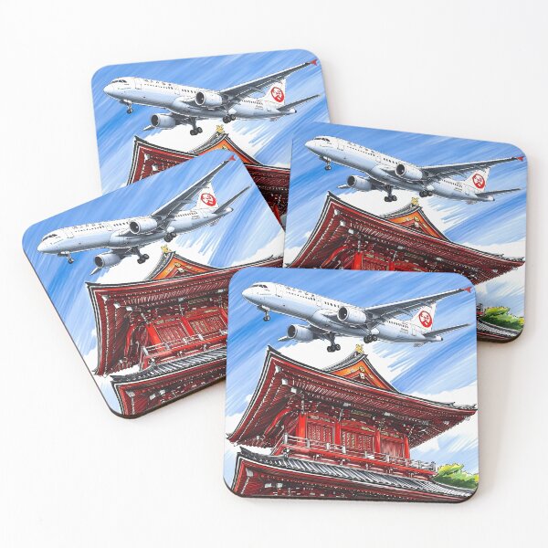 Item preview, Airplane Flying Over Japanese Temple Like Koyasan - Aviation Art designed and sold by EMairplanes.