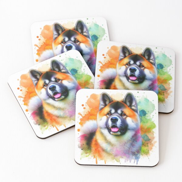 Item preview, Colorful Japanese Akita Watercolor Portrait designed and sold by MaedK.