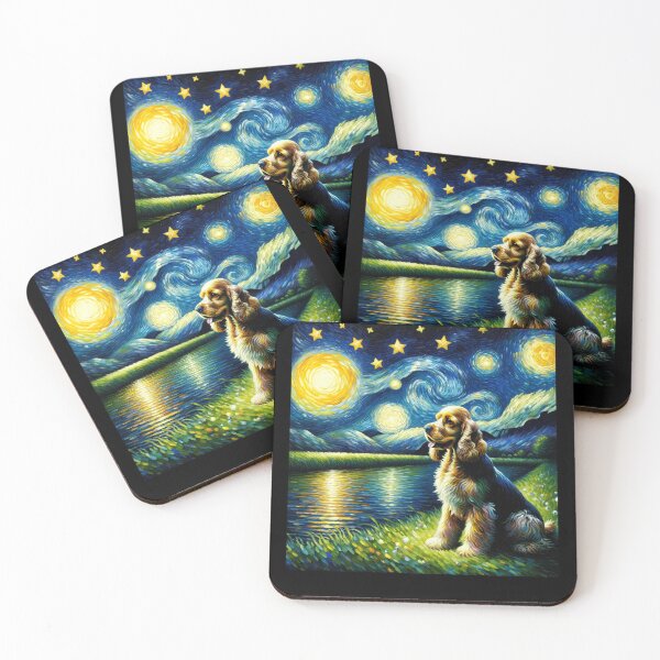 Item preview, Starry Night American Cocker Spaniel Dog Van Gogh Lover designed and sold by Kimberley King Art  King Art.