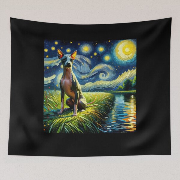 Item preview, Starry Night American Hairless Terrier Dog Van Gogh Lover designed and sold by Kimberley King Art  King Art.
