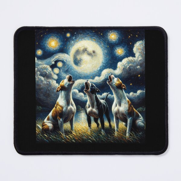 Item preview, Starry Night Three American Staffordshire Terriers Howling at Moon Dog Lover designed and sold by Kimberley King Art King Art.
