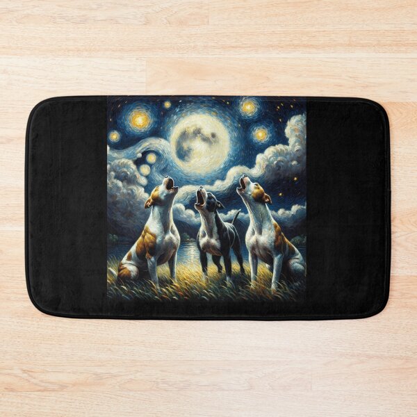 Item preview, Starry Night Three American Staffordshire Terriers Howling at Moon Dog Lover designed and sold by Kimberley King Art  King Art.