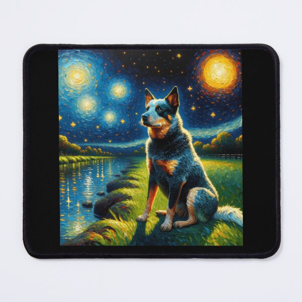 Artikelvorschau, Sternennacht Australian Cattle Dog Van Gogh Liebhaber entworfen und verkauft von Kimberley King Art  King Art.