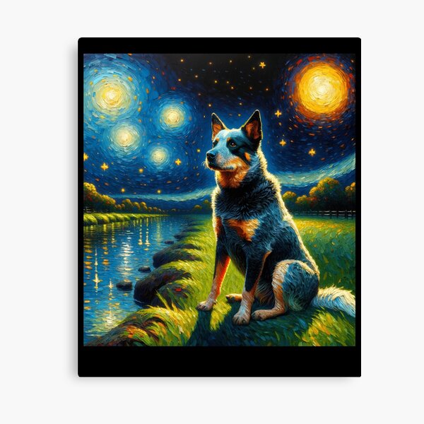 Item preview, Starry Night Australian Cattle Dog Van Gogh Lover designed and sold by Kimberley King Art  King Art.