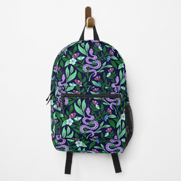 Vista previa del artículo con la obra «Serpiente morada entre flores», diseñado y vendido por Jennifer Ladd.