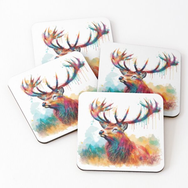 Item preview, Scottish Highland Stag Colorful Watercolor designed and sold by MaedK.