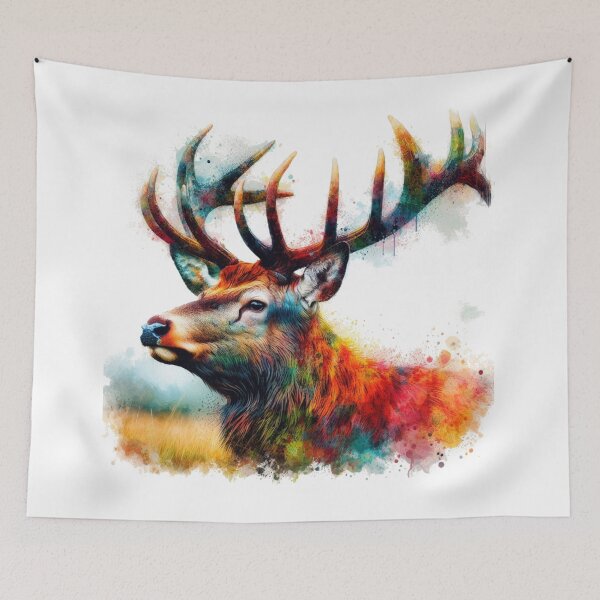 Item preview, Scottish Highland Stag Colorful Watercolor designed and sold by MaedK.