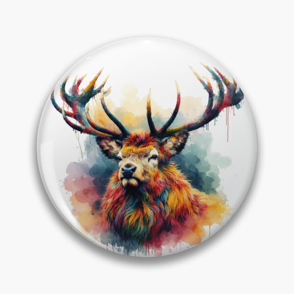 Item preview, Scottish Highland Stag Colorful Watercolor designed and sold by MaedK.