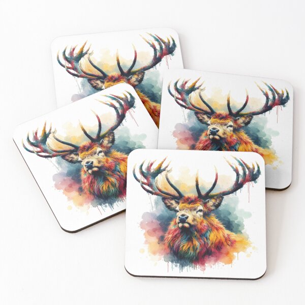 Item preview, Scottish Highland Stag Colorful Watercolor designed and sold by MaedK.