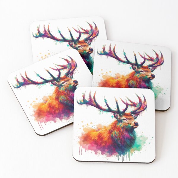 Item preview, Scottish Highland Stag Colorful Watercolor designed and sold by MaedK.