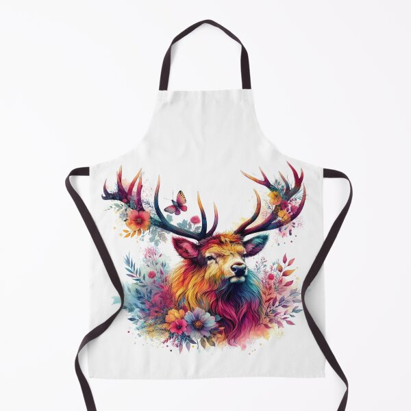 Item preview, Pretty Scottish Highland Stag in Flowers Colorful Watercolor designed and sold by MaedK.