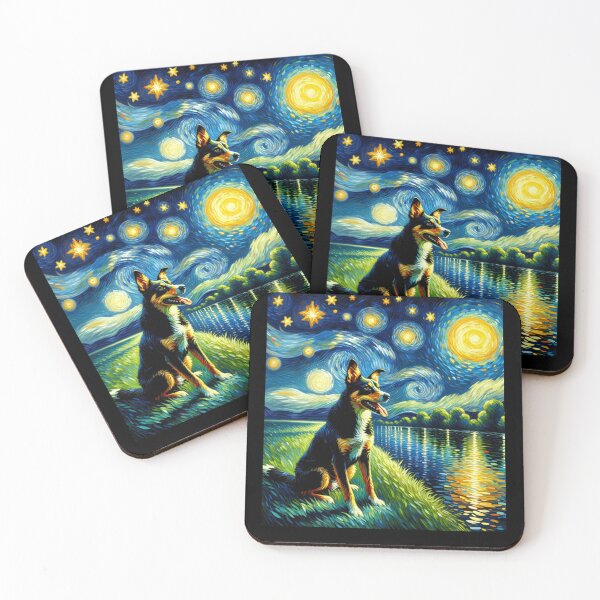 Item preview, Starry Night Australian Kelpie Dog Van Gogh Lover designed and sold by Kimberley King Art  King Art.