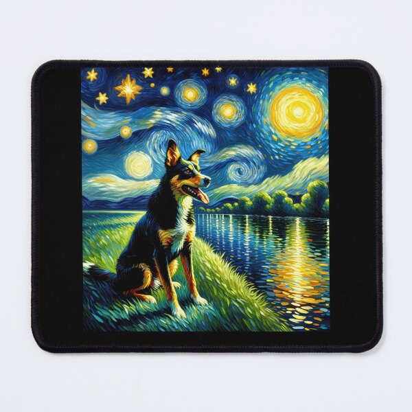 Item preview, Starry Night Australian Kelpie Dog Van Gogh Lover designed and sold by Kimberley King Art King Art.