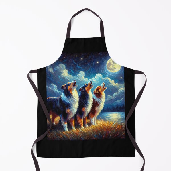 Item preview, Starry Night Three Australian Shepherds Howling at Moon Dog Lover designed and sold by Kimberley King Art  King Art.