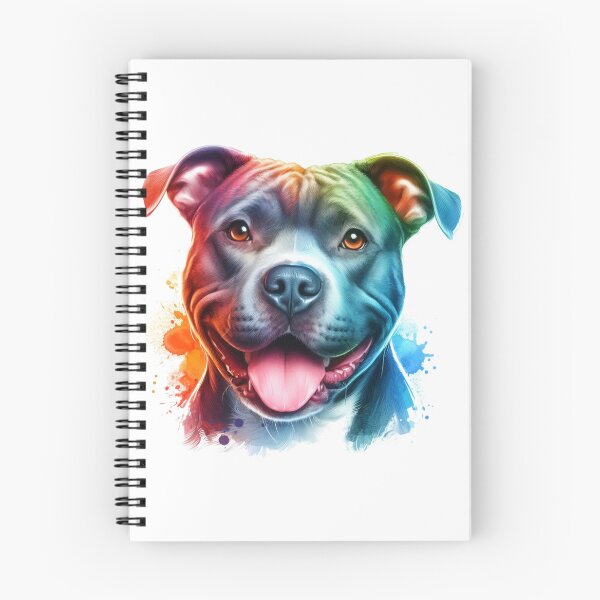 Item preview, Happy Blue Staffy Colorful Watercolor Portrait designed and sold by MaedK.