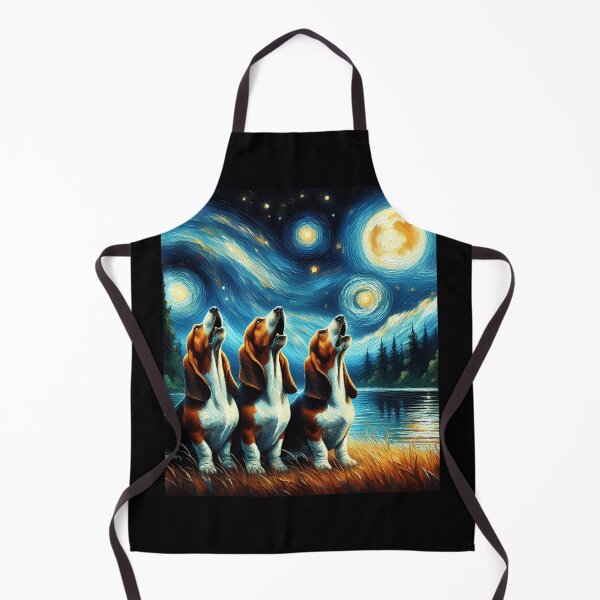 Item preview, Starry Night Three Basset Hounds Howling at Moon Dog Lover designed and sold by Kimberley King Art King Art.