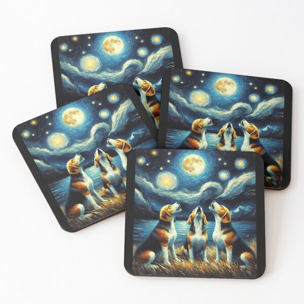 Item preview, Starry Night Three Beagles Howling at Moon Dog Lover designed and sold by Kimberley King Art  King Art.