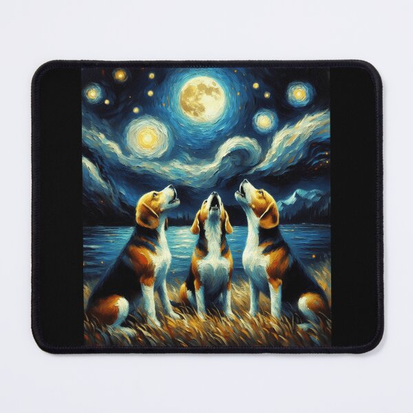 Item preview, Starry Night Three Beagles Howling at Moon Dog Lover designed and sold by Kimberley King Art  King Art.