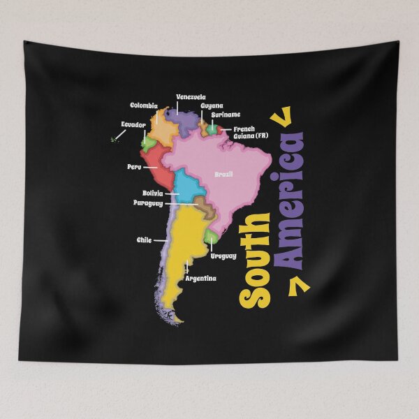 Item preview, Colorful Map Of South America designed and sold by MooonTees.