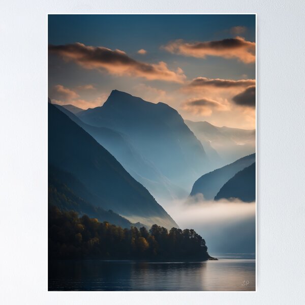 Item preview, Fjord at Dusk Wall Art | FJD01 designed and sold by HomyArtPrints.