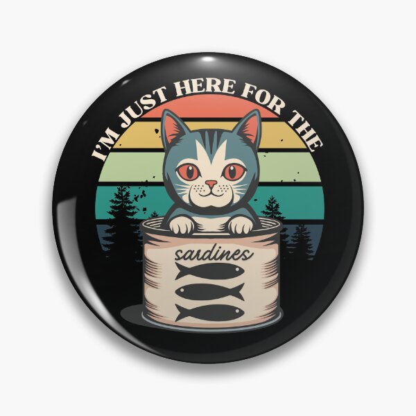 Item preview, Cat I'm Just Here For The Sardines Tinned Fish Retro T-Shirt designed and sold by SunfullyYours.
