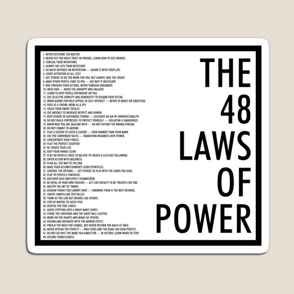 The 48 Laws Of Power Poster Self Help Magnet for Sale by Jack Curtis