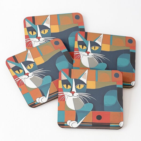 Item preview, Cat Shapes Geometric Abstract Modern Imitation Art designed and sold by NickWhittleArt.