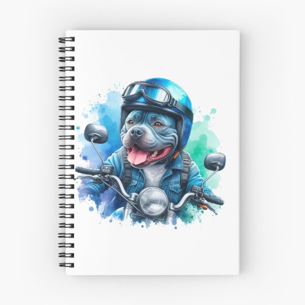 Item preview, Cool Happy Blue Staffy on a Motorbike Colorful Watercolor Portrait designed and sold by MaedK.
