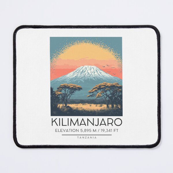 Item preview, A Vintage Illustration of Mount Kilimanjaro - Tanzania designed and sold by GoodOldVintage.