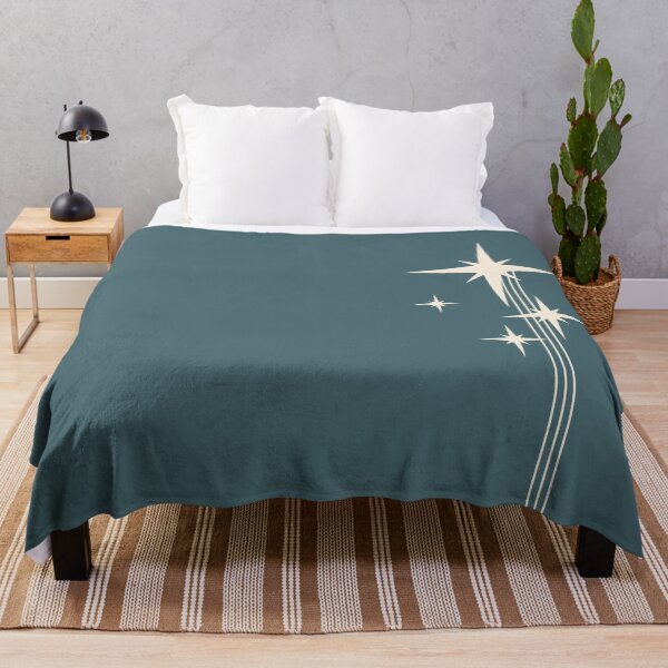 Item preview, 1950s Atomic Age Retro Starbursts in Teal Slate and Cream designed and sold by kierkegaard.