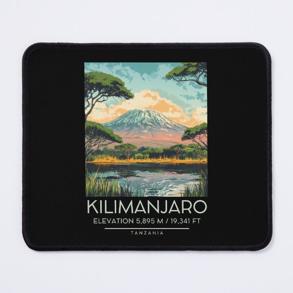 Item preview, A Vintage Illustration of Mount Kilimanjaro - Tanzania designed and sold by GoodOldVintage.