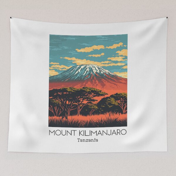 Item preview, A Vintage Illustration of Mount Kilimanjaro - Tanzania  designed and sold by GoodOldVintage.