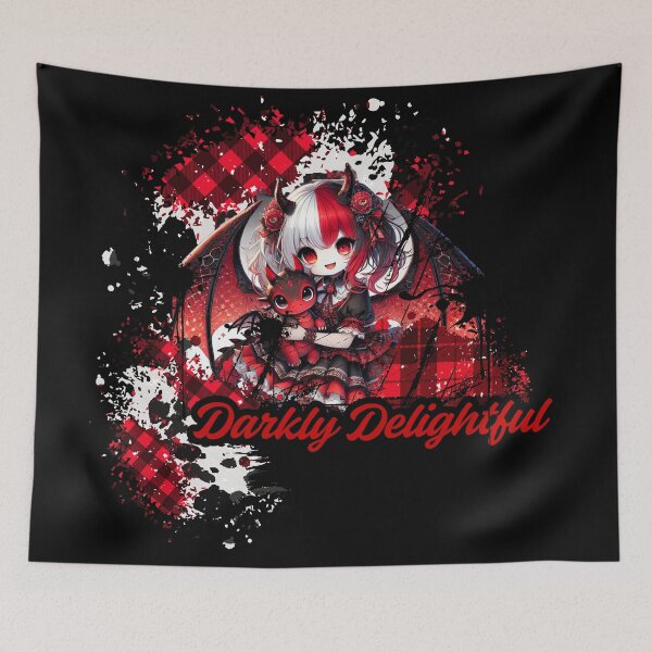 Item preview, Darkly Delightful Goth Anime Girl with Dragon Red / Black designed and sold by ToxxicApple.