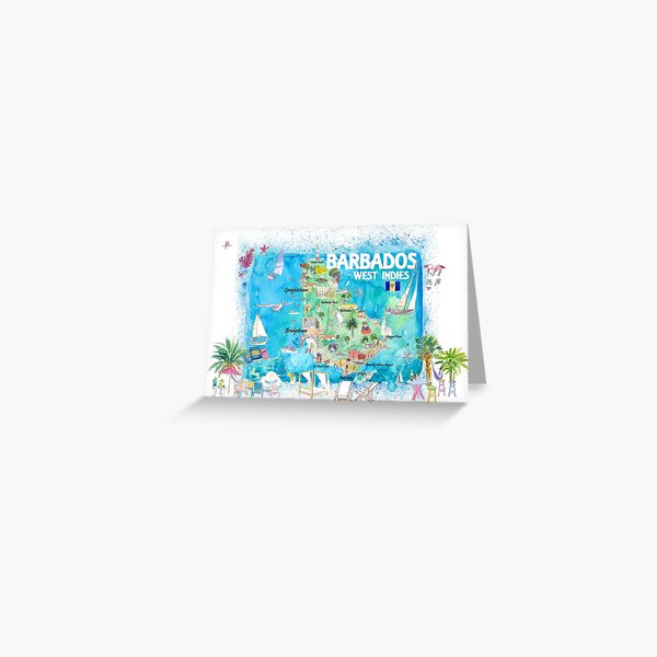 Item preview, Barbados West Indies Illustrated Caribbean Island Travel Map with Highlights designed and sold by artshop77.