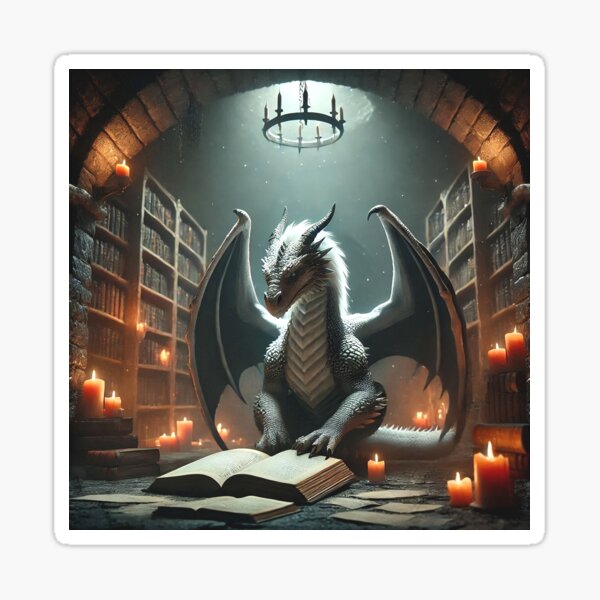 Item preview, Dark Dragon who loves reading magic books in his dungeon Cave Romantasy Fantasy DND, D&D Bookish Nerd Fire Breathing, Book worm designed and sold by TheTimeTaxi.