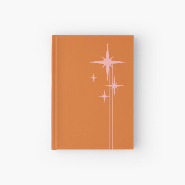 Aperçu de l'œuvre Étoiles rétro de l'ère atomique des années 1950 en orange et rose poudré créée et vendue par kierkegaard.