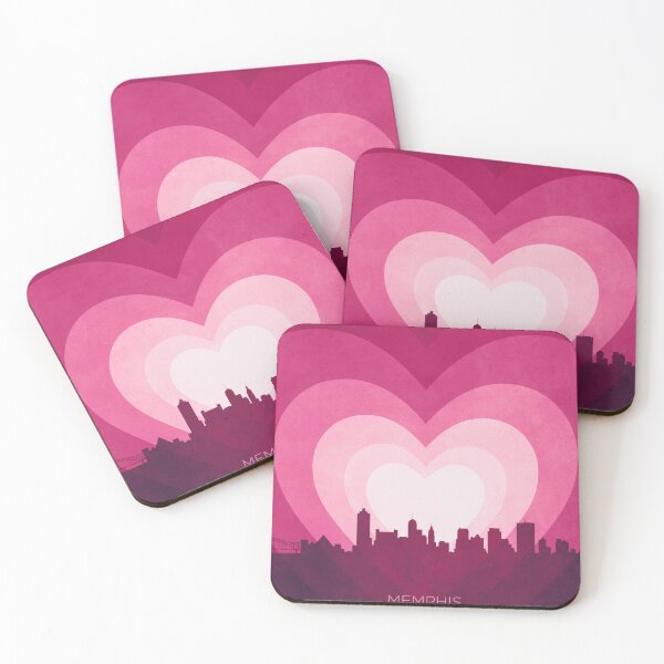 Item preview, Memphis Tennessee Skyline Hearts Pink designed and sold by ArtPrints.