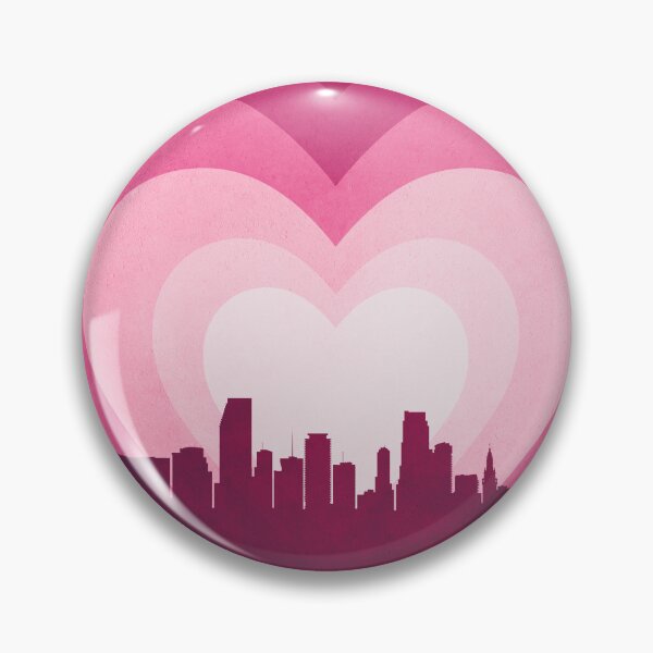 Item preview, Miami Florida Skyline Hearts Pink designed and sold by ArtPrints.