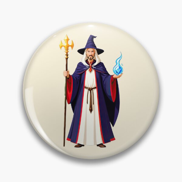 Item preview, Blue-Robed Wizard with Magical Flames designed and sold by artwaves.