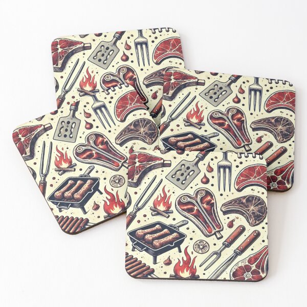 Item preview, Rustic Grill Cuts - Carnivore and BBQ-Themed Pattern designed and sold by Designeerguy.