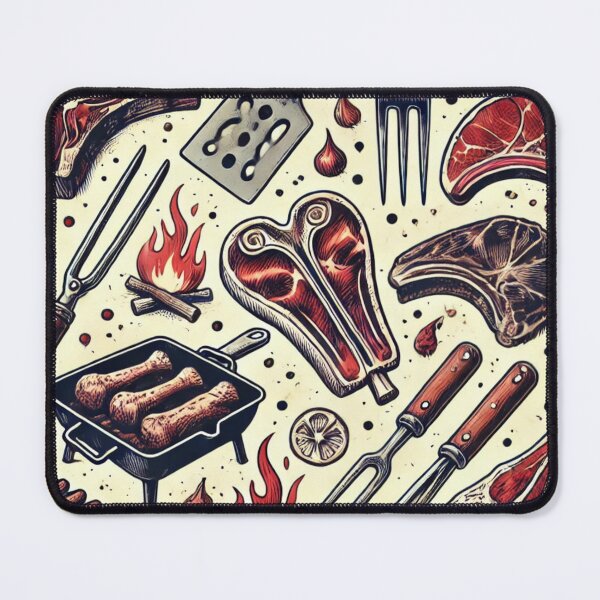 Item preview, Rustic Grill Cuts - Carnivore and BBQ-Themed Pattern designed and sold by Designeerguy.