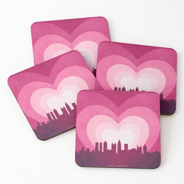 Item preview, Atlanta Georgia Skyline Hearts Pink designed and sold by ArtPrints.