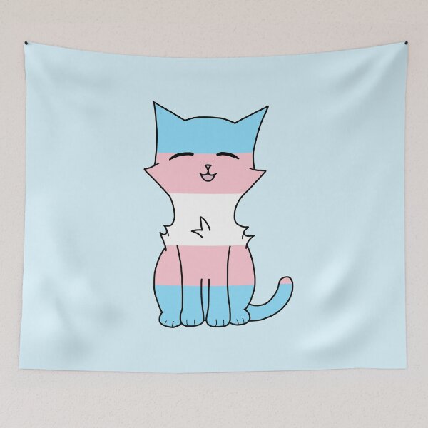 Item preview, Pastel Trans Pride Cat designed and sold by SillyStarlight.