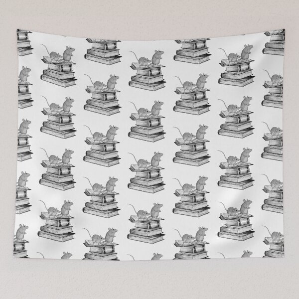 Item preview, MICE Standing on BOOKS, Hand Drawn Pencil Illustration designed and sold by JoyfulWhimsy.