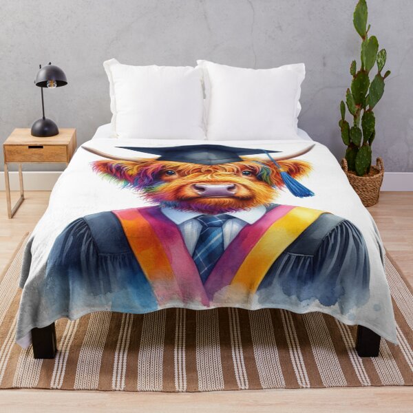 Item preview, Cute Scottish Highland Cow Calf Graduation Colorful Watercolor designed and sold by MaedK.